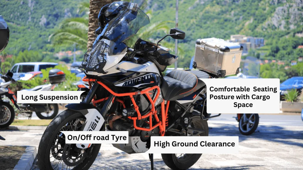 Image displaying the features of a adventure motorcycle