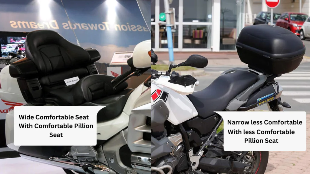 Image comparing the seats of adventure and touring motorcycle