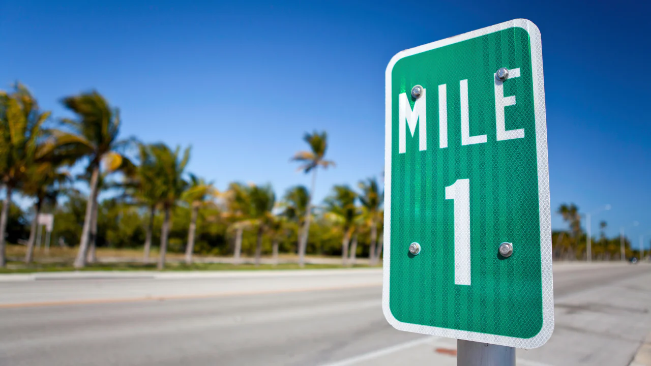 image of a sign saying mile 1